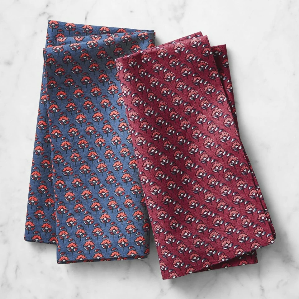 AERIN Small Block Print Napkins, Set of 4 - Plum Floral 4 AERIN Small Block Print Napkins, Set of 4 - Plum Floral - Image 3