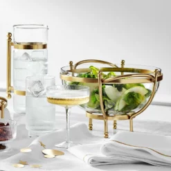 Antique Brass & Glass Serving Bowl -Deals BAR Store antique brass and glass serving bowl 202246 0127 gold border napkins set of 4 1 z