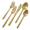 Fortessa Arezzo Brushed Gold 5-Piece Cutlery Set -Deals BAR Store arezzo brushed gold flatware placesetting hero new z
