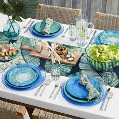 Palm Table Runner 5 Palm Table Runner -Deals BAR Store banana leaf palm table runner 202227 0010 blue stripe glassware collection 2 z