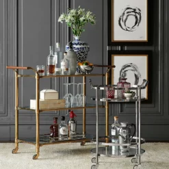 Beckett Bar Cart, Brass -Deals BAR Store beckett bar cart 202240 0116 truman round bar cart z