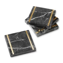 Black Marble Coasters, Set of 4