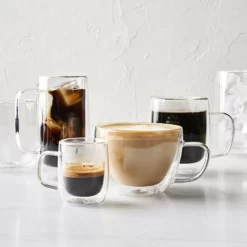 Double-Wall Glass Tall Coffee Mug -Deals BAR Store double wall glass tall coffee mugs 202230 0007 double wall glass coffee mugs z
