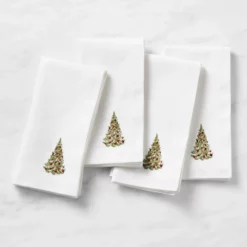 Embroidered Festive Napkins, Set of 4