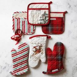Deals BAR Store -Deals BAR Store holiday stripe oven mitt pot holder set 202233 0022 holiday stripe oven mitt potholder set z