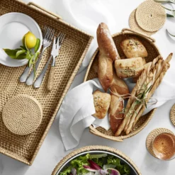 Light Woven Coasters, Set of 6 -Deals BAR Store light woven coasters 202238 0007 light woven bread basket z