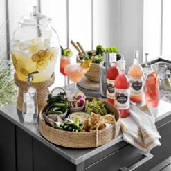 Light Woven Tray with Handles -Deals BAR Store light woven tray with handles 202222 0306 round glass beverage dispenser z