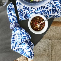 Mexico Vin Azul Napkins, Set of 4 -Deals BAR Store mexico vin azul napkins 202234 0025 azulete napkin rings set of 4 z