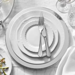Pillivuyt Plisse Porcelain Dinner Plates -Deals BAR Store pillivuyt plisse dinner plates 202236 0045 metal silver chargers 2 z