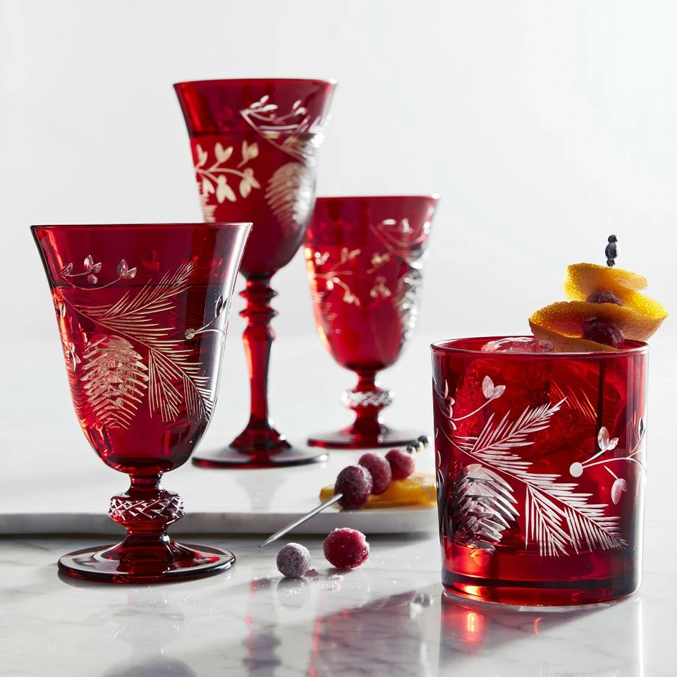 Pinecone-Cut Wine Glasses, Set of 4 4 Pinecone-Cut Wine Glasses, Set of 4 - Image 2