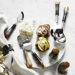 Round Marble Cheese Board, 38 cm -Deals BAR Store round marble cheese board 15in 202237 0014 horn salt pepper shakers z