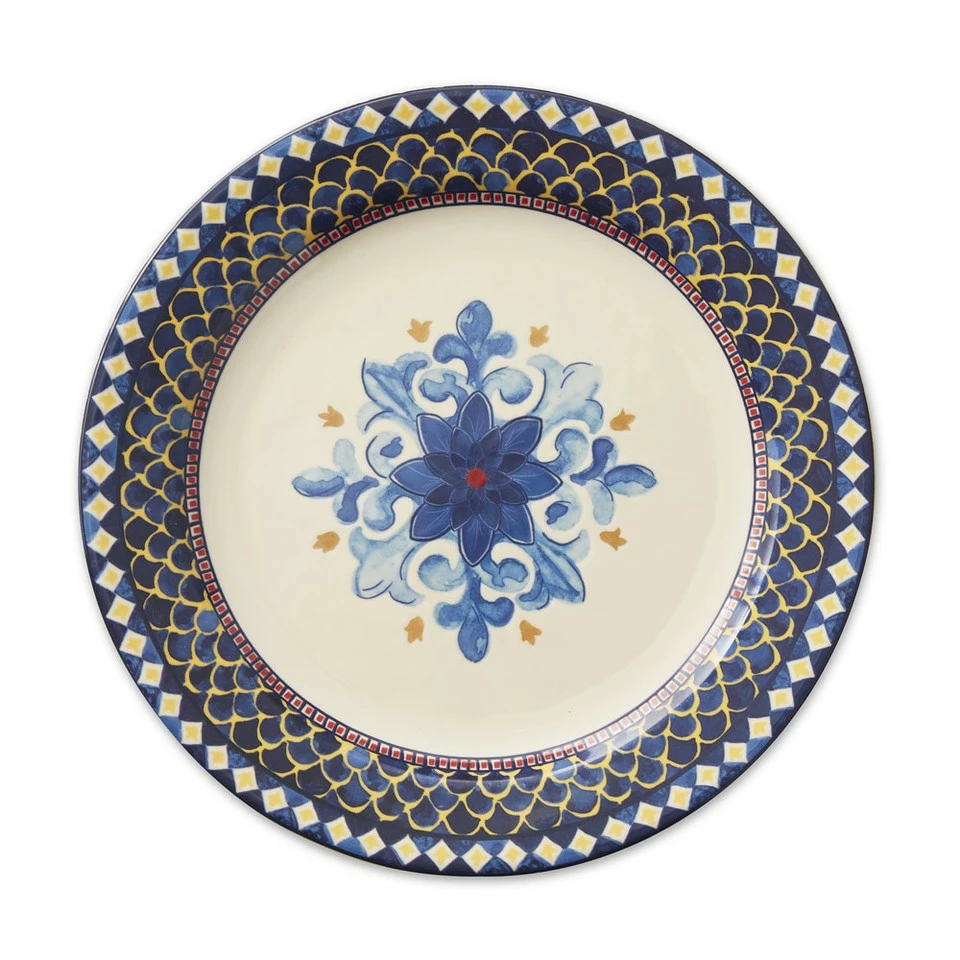 Sicily Dinner Plate, Blue Rim 4 Sicily Dinner Plate, Blue Rim - Image 2