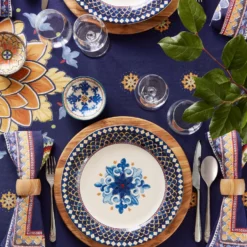 Sicily Dinner Plate, Blue Rim