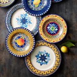 Sicily Outdoor Melamine Dinner Plates, Yellow