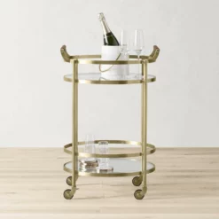 Truman Round Bar Cart, Antique Brass, Saddle Leather -Deals BAR Store truman round bar cart 202237 0016 truman round bar cart 1 z