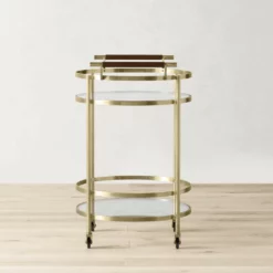 Truman Round Bar Cart, Antique Brass, Saddle Leather -Deals BAR Store truman round bar cart 202237 0017 truman round bar cart 1 z