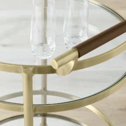 Truman Round Bar Cart, Antique Brass, Saddle Leather -Deals BAR Store truman round bar cart 202237 0017 truman round bar cart z