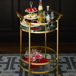 Truman Round Bar Cart, Antique Brass, Saddle Leather -Deals BAR Store truman round bar cart 202240 0085 truman round bar cart z