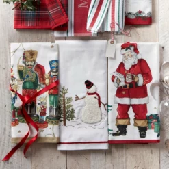 Twas the Night Santa Tea Towels, Set of 2, White -Deals BAR Store twas santa towels 202214 0033 twas the night santa towels set of 2 z