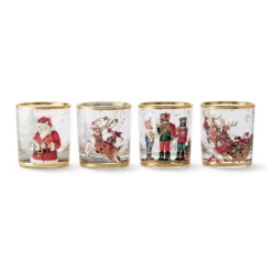 'Twas the Night Before Christmas Double Old-Fashioned Glasses, Mixed, Set of 4