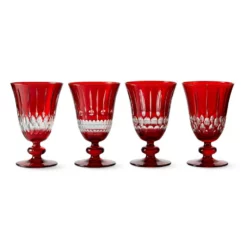Wilshire Jewel-Cut Red Mixed Goblets, Set of 4