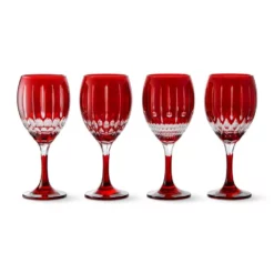 Wilshire Jewel-Cut Red Mixed Wine Glasses, Set of 4
