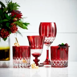 Wilshire Red Jewel-Cut Champagne Flutes, Set of 4 -Deals BAR Store wilshire red jewel cut barware collection 202240 0016 wilshire jewel cut red mixed goblets set of 4 z